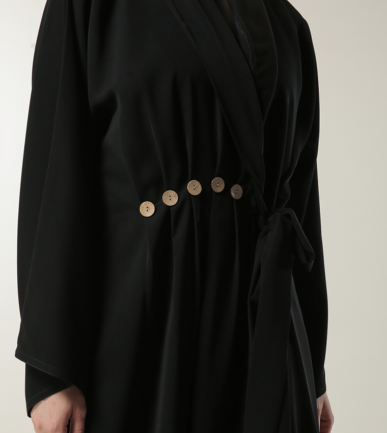 Button Detailed Wrap Abaya