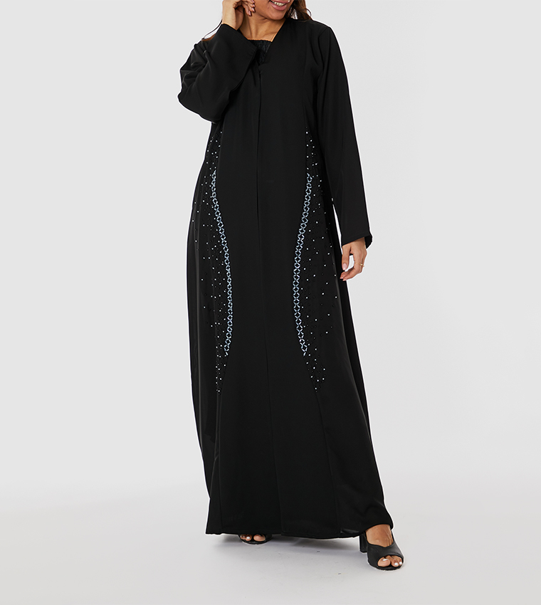 Embellished Long Sleeves Open Abaya