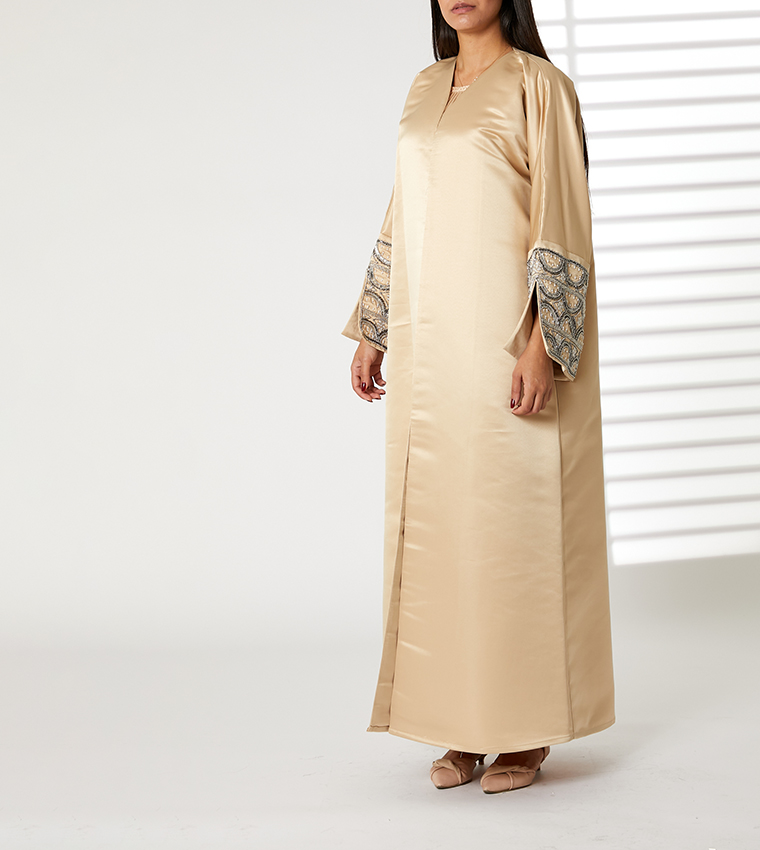 Embellished Cuff Open Abaya