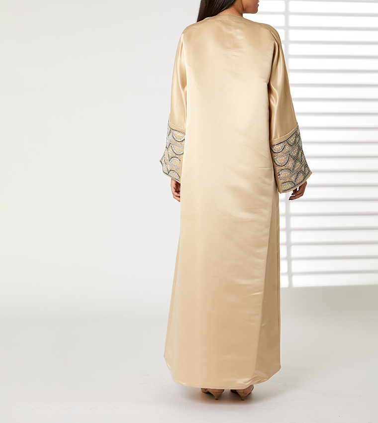 Embellished Cuff Open Abaya