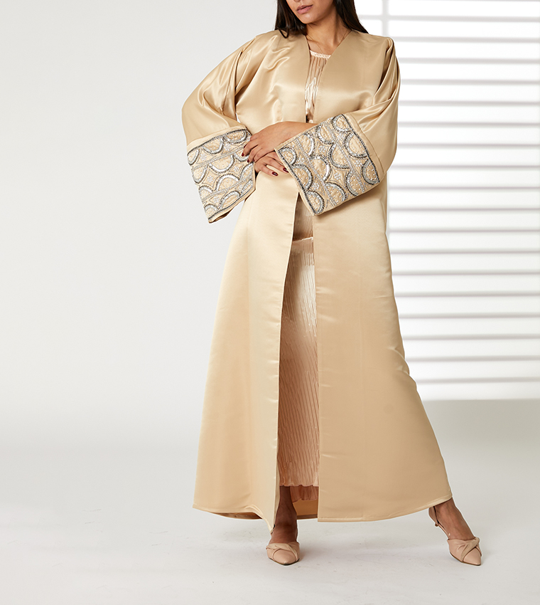 Embellished Cuff Open Abaya