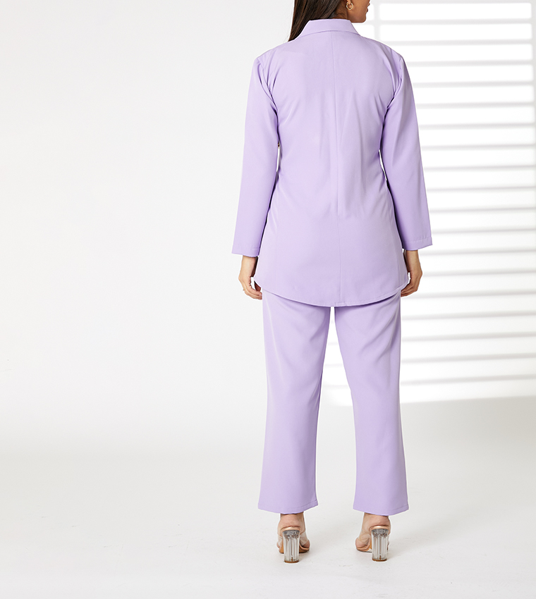 Solid Lapel Collar Co-Ord Set