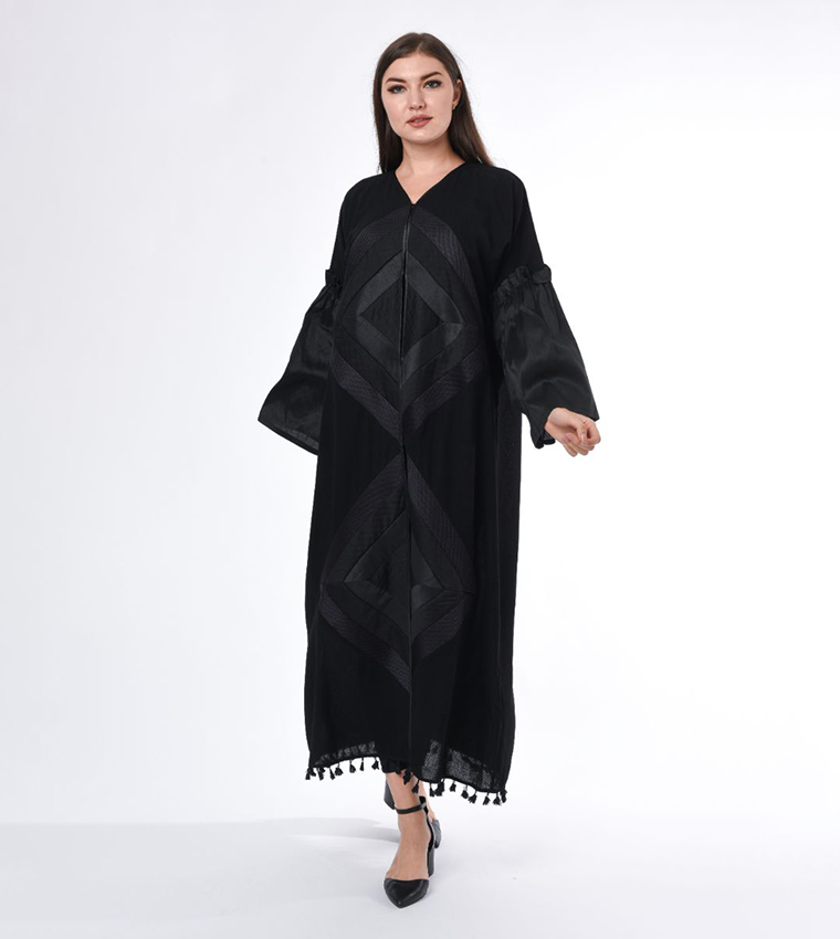 Self Designed Tassled Hem Abaya