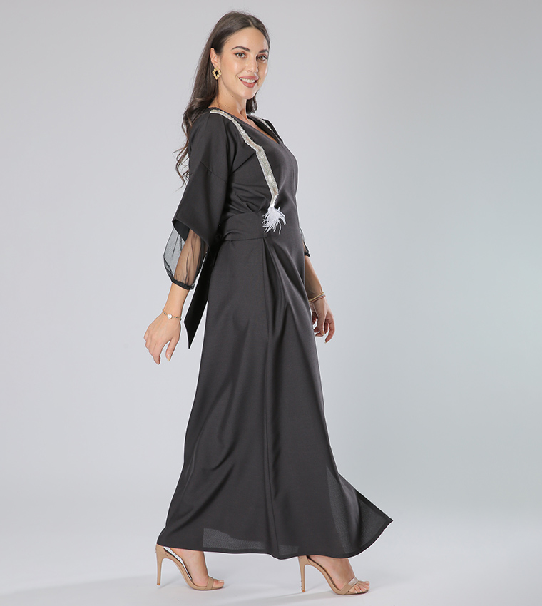 Tulle Sleeve Detailed Abaya