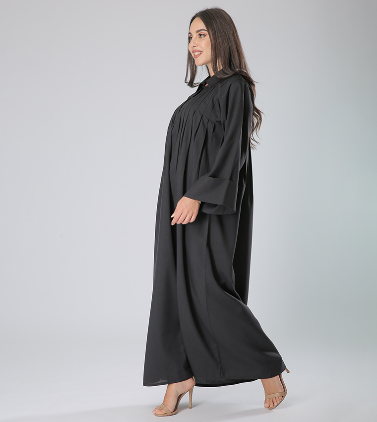 Pleated V Neck Abaya