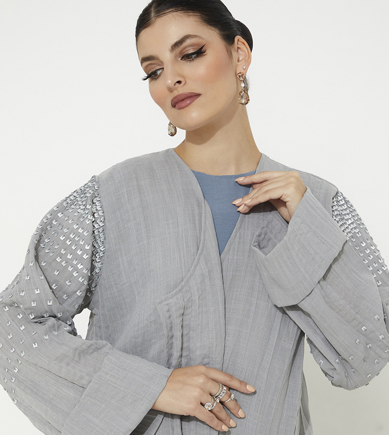 Linen and Cotton Abaya with Handwork