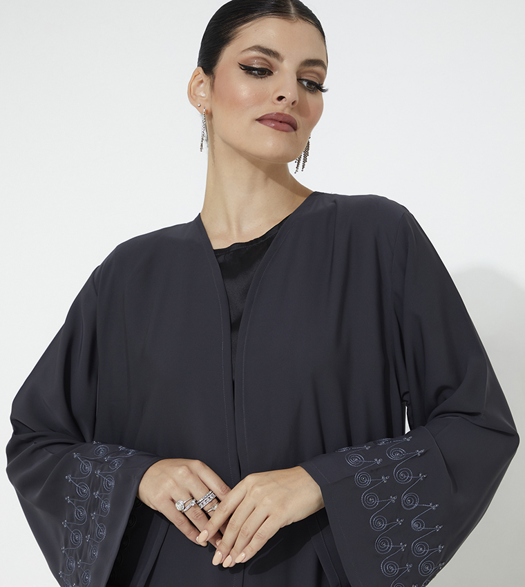 Embroidered Front Open Abaya