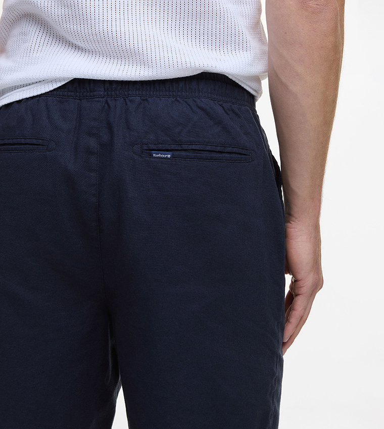 Logo Label Relaxed Fit Linen Shorts