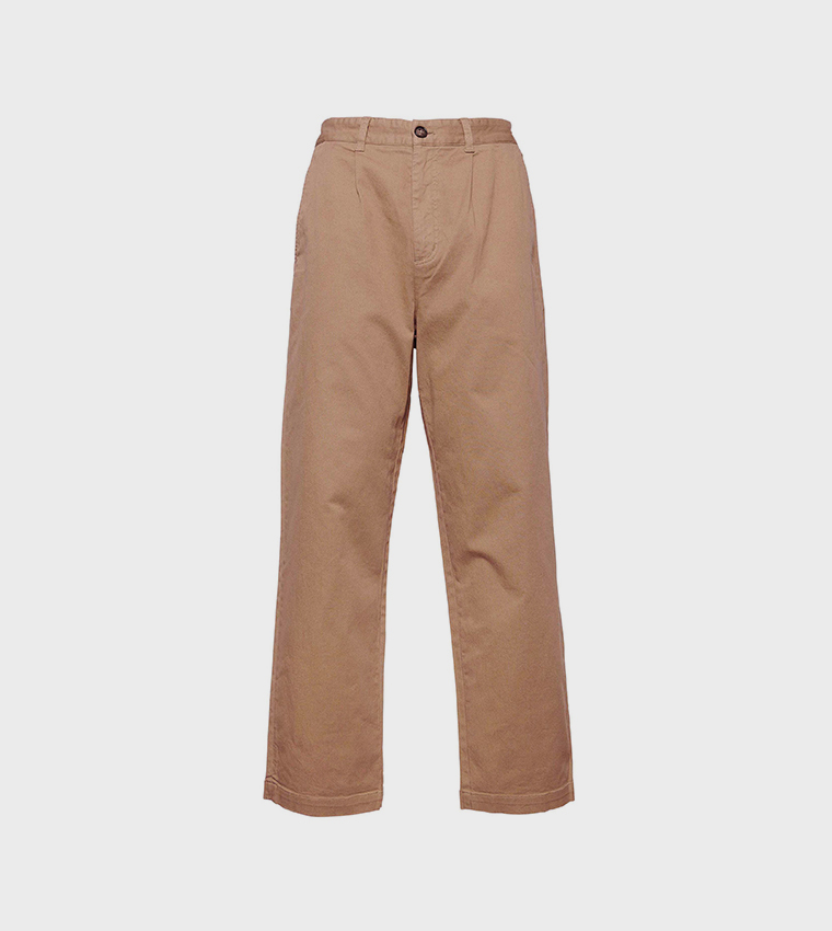 Logo Label Relaxed Fit Twill Trousers