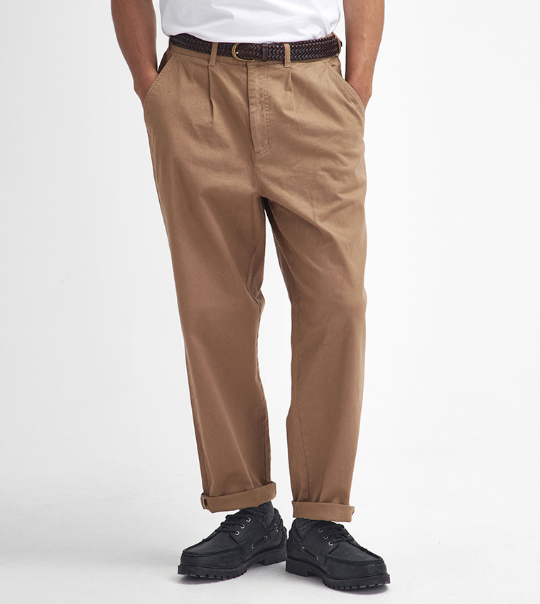 Logo Label Relaxed Fit Twill Trousers