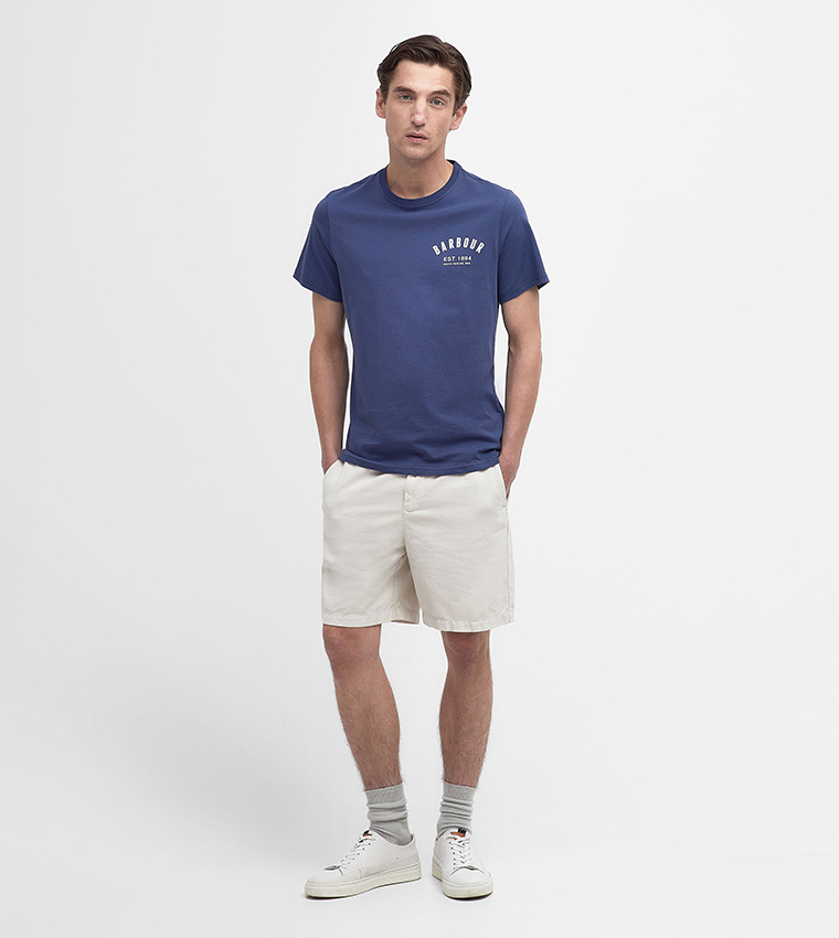 Barbour  Round Neck T-Shirts - Blue Casual T-Shirts