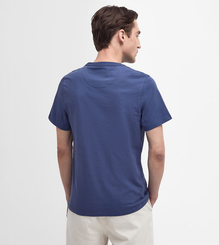 Barbour  Round Neck T-Shirts - Blue Casual T-Shirts