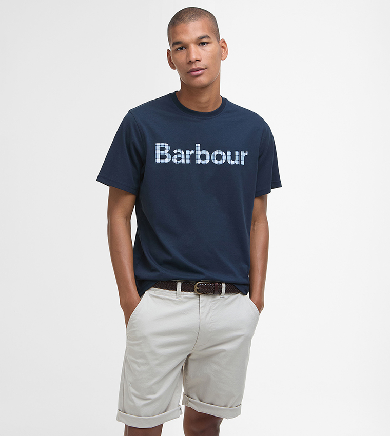 تيشيرت بياقة مستديرة وطبعة الشعار