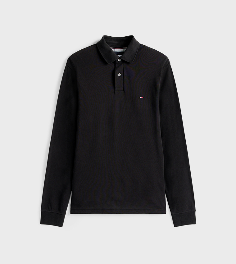 Flag Detail Long Sleeves Polo T-Shirt