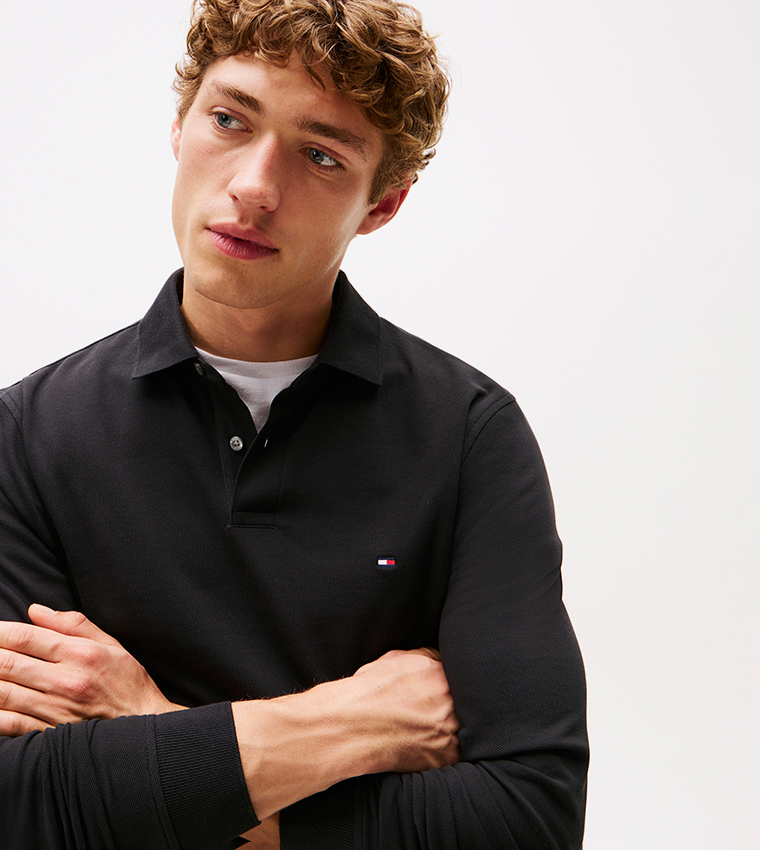 Flag Detail Long Sleeves Polo T-Shirt