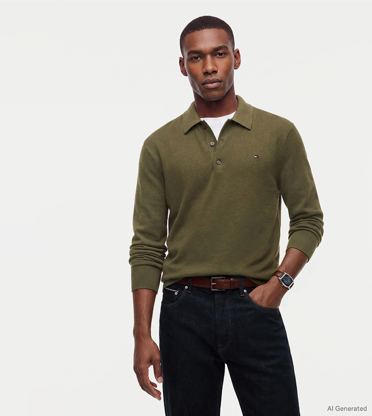 Solid Collared Long Sleeves Sweater