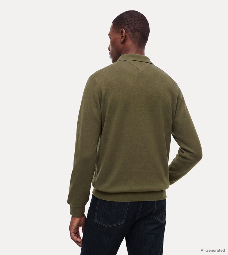 Solid Collared Long Sleeves Sweater