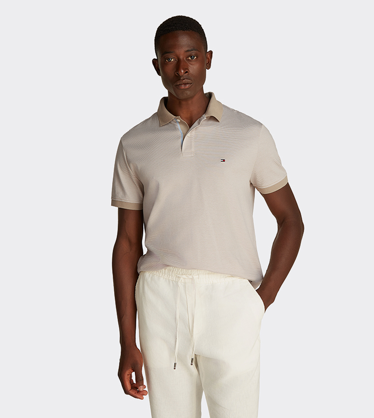 تيشيرت بولو مخطط بأكمام قصيرة