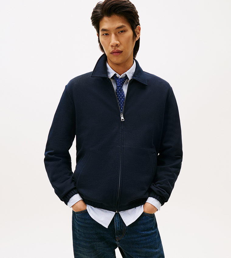 Solid Zip Through Casual Jacket