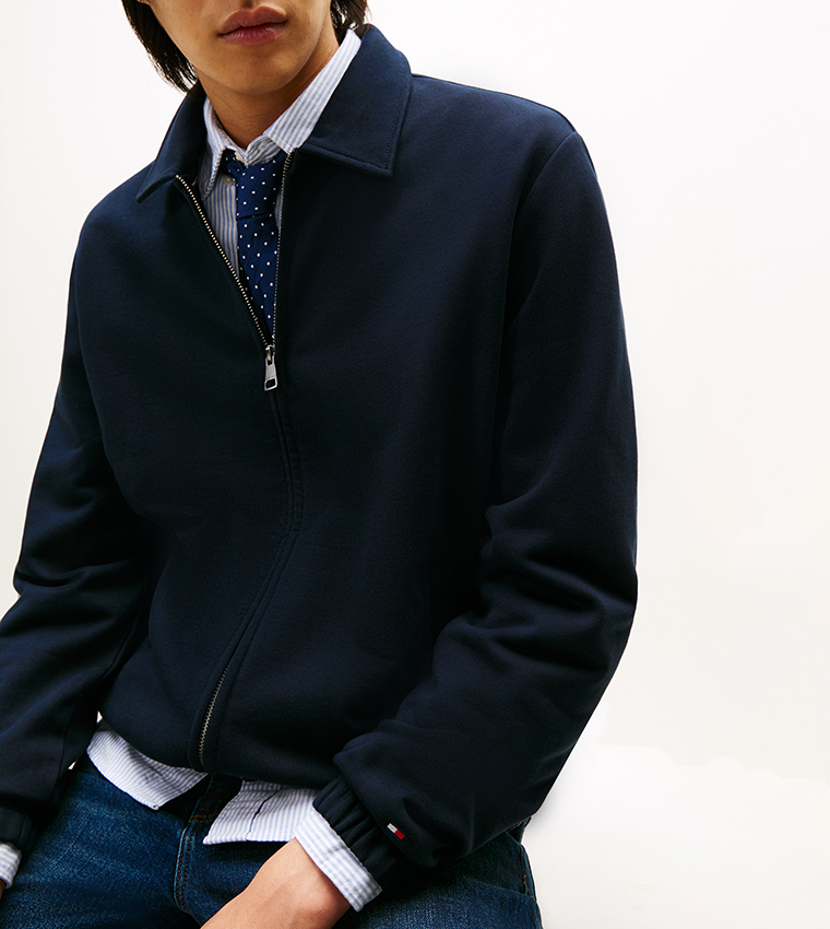 Solid Zip Through Casual Jacket