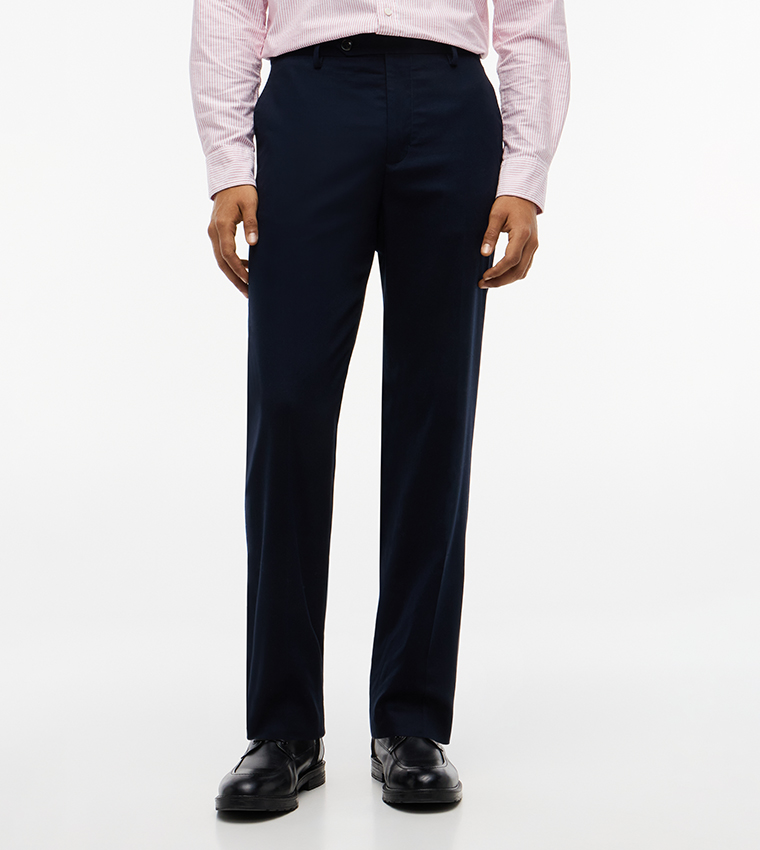 Solid Straight Fit Formal Pants