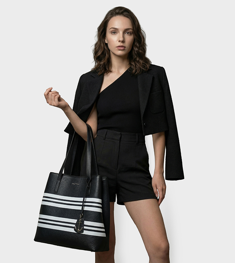 ARIAL Striped Tote Bag with Pouch