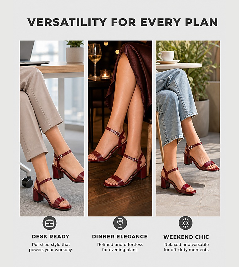 BRISTOL Ankle Strap Block Heel Sandals