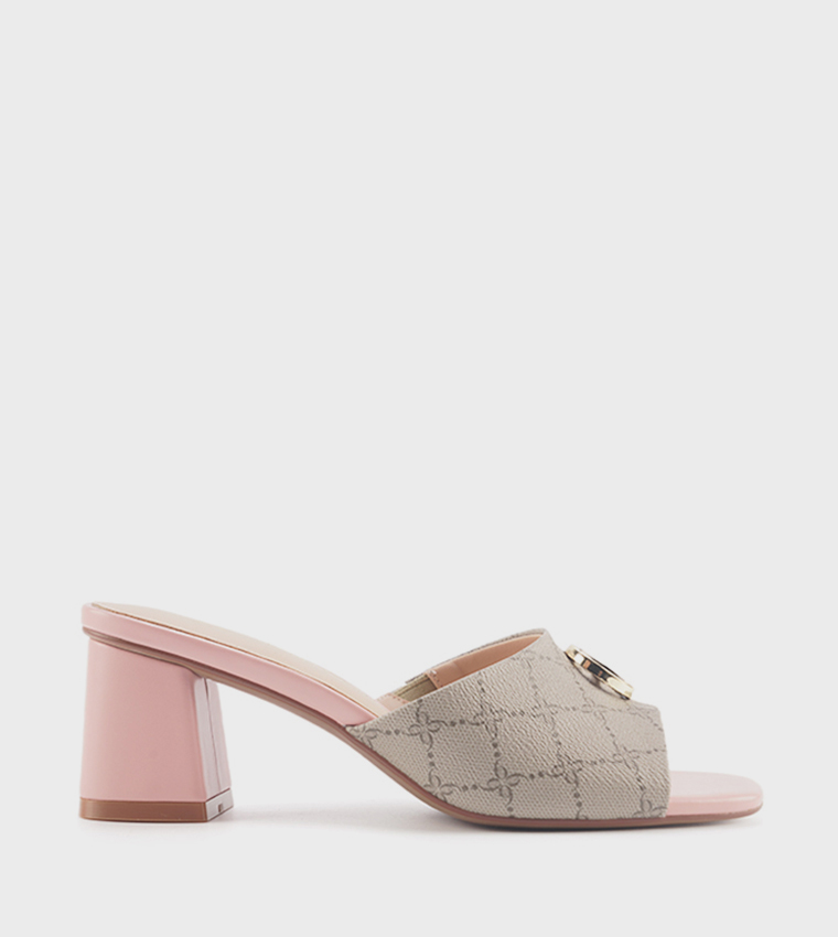 NACELL Patterned Block Heel Sandals