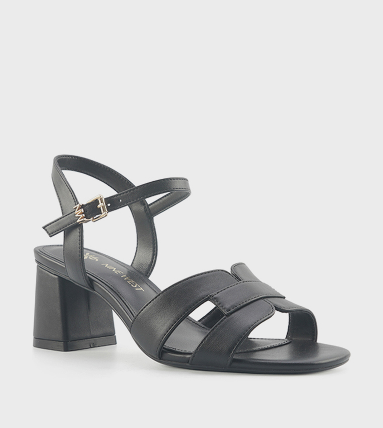 NADIRA Solid Ankle Strap Heeled Sandals