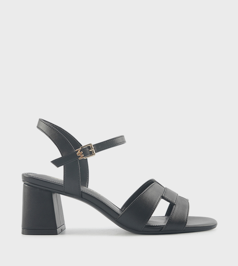 NADIRA Solid Ankle Strap Heeled Sandals