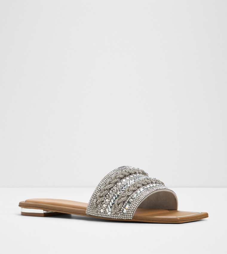 NAVALIA Embellished Flat Sandals