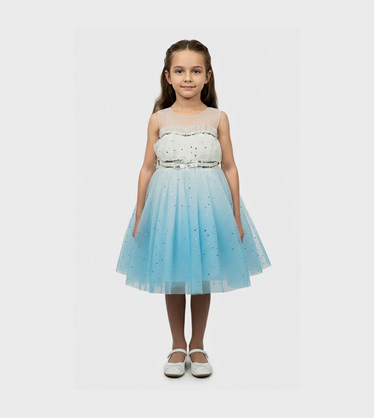 Glitter Star Fit and Flare Party Dress