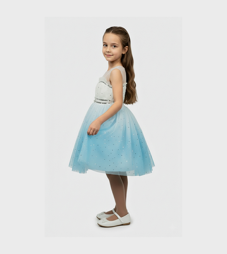 Glitter Star Fit and Flare Party Dress