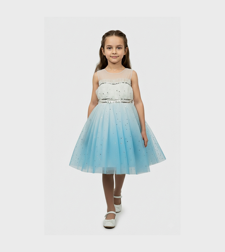 Glitter Star Fit and Flare Party Dress