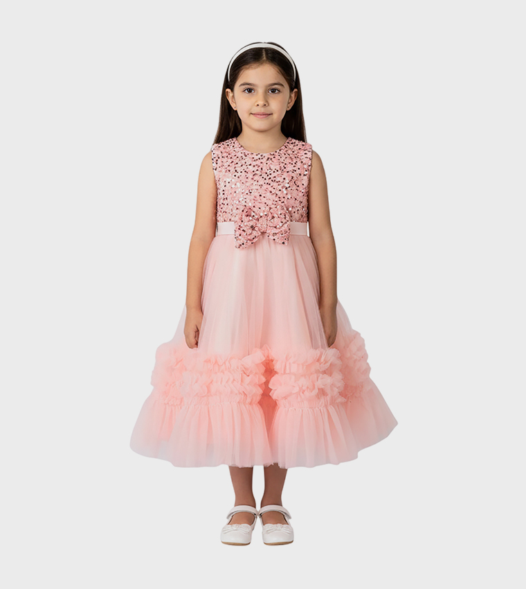 SequinsBow Detail Flared Tutu Dress
