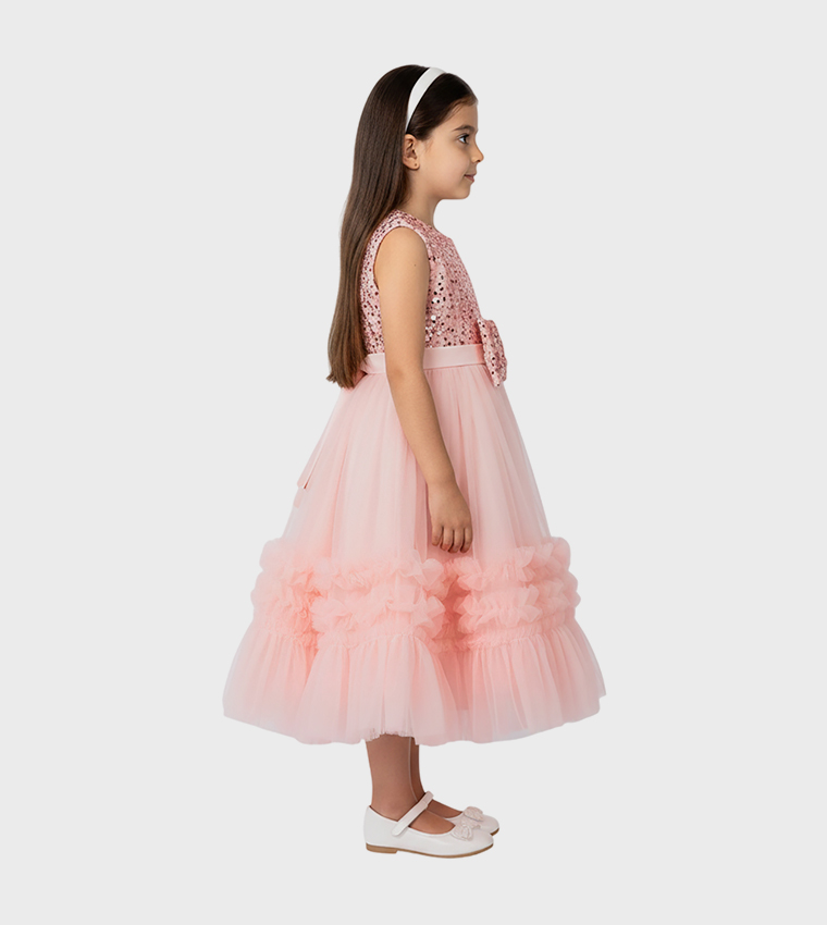SequinsBow Detail Flared Tutu Dress