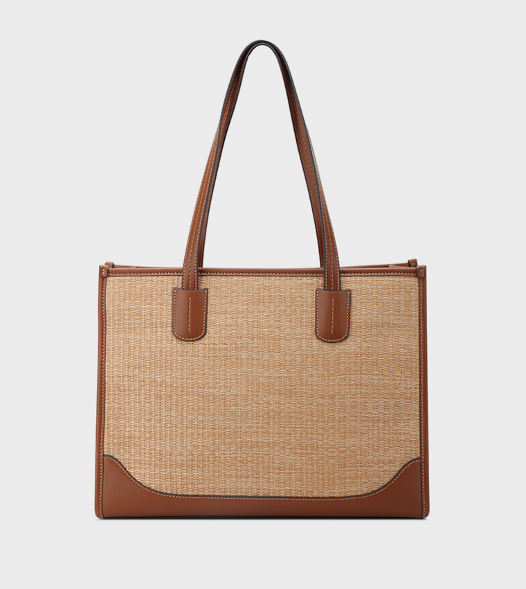 ELY Straw Detail Tote Bag