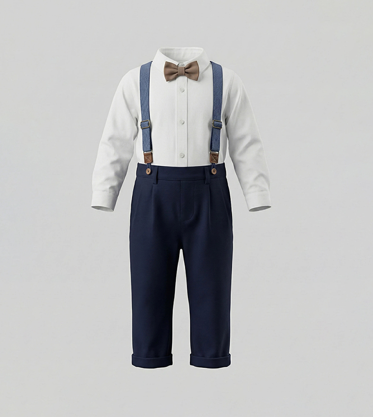 Long Sleeves Dungaree With Bow