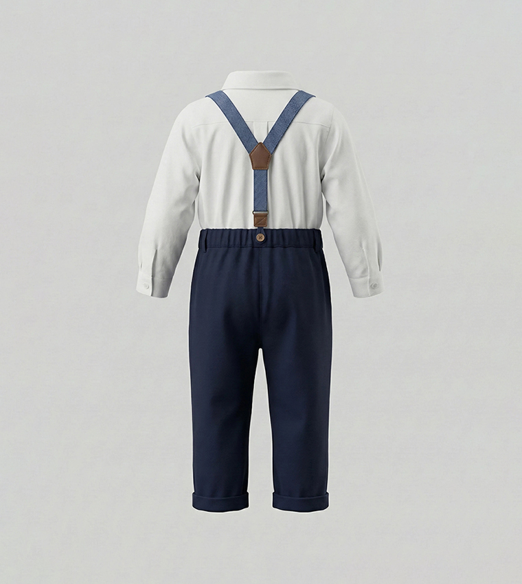 Long Sleeves Dungaree With Bow