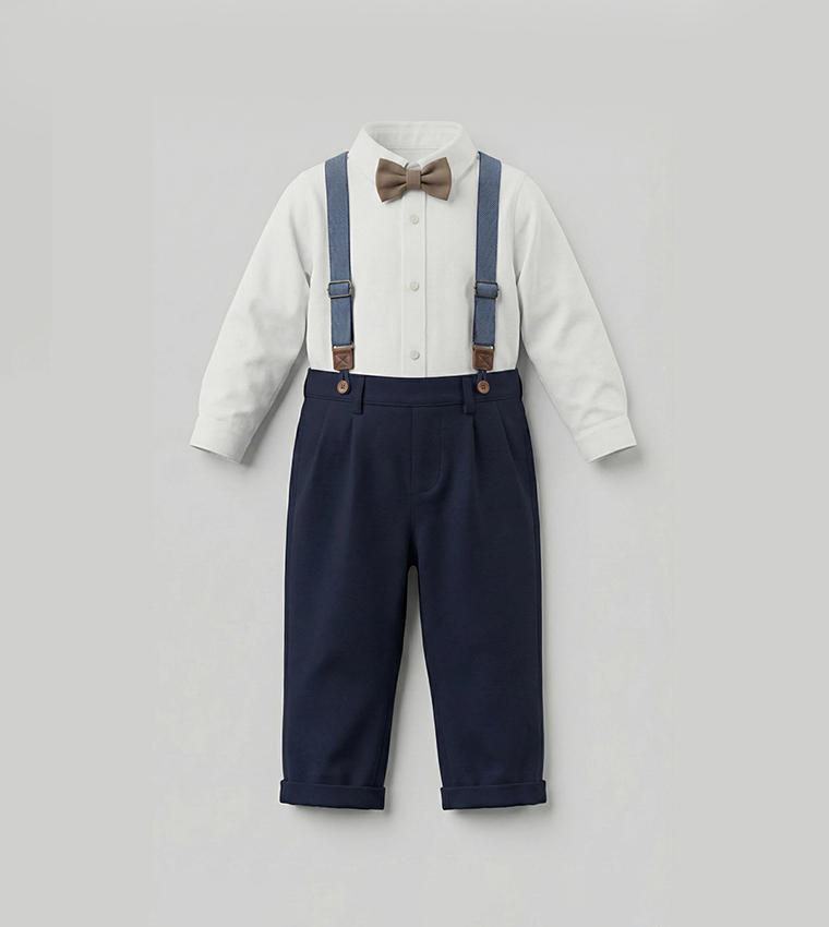Long Sleeves Dungaree With Bow