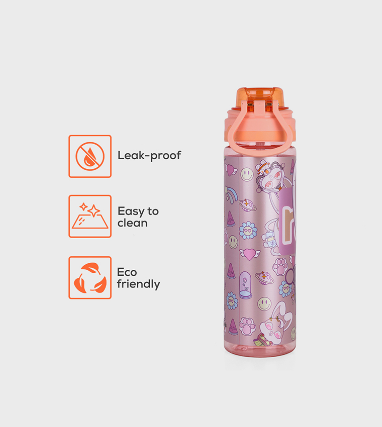 Printed Water Bottle with Straw - 700ml