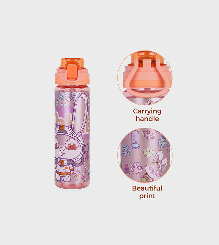 Printed Water Bottle with Straw - 700ml