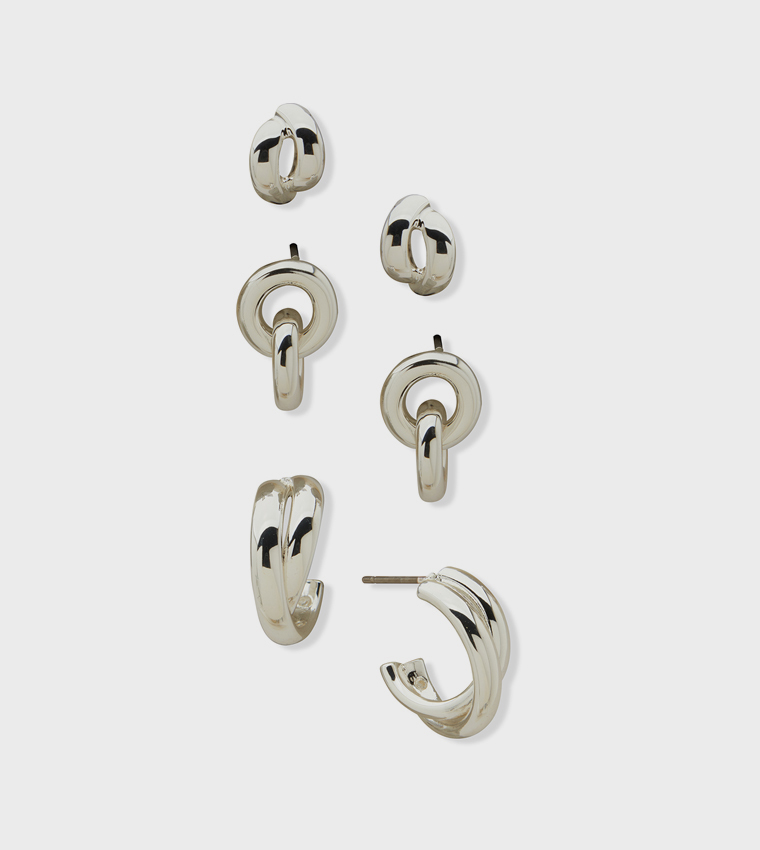 Multipack Silver-Tone Earrings