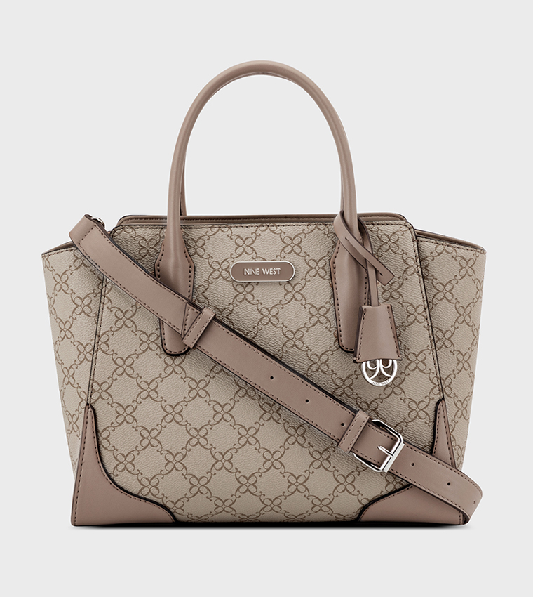 Monogram Patterned Zipper Satchel Bag