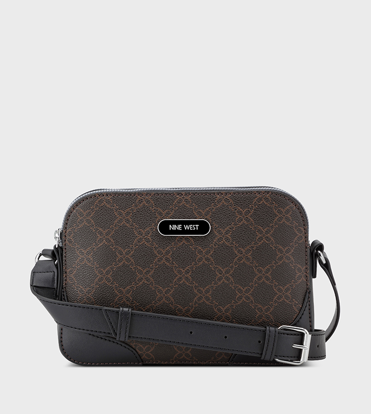 Monogram Patterned Zipper Crossbody Bag