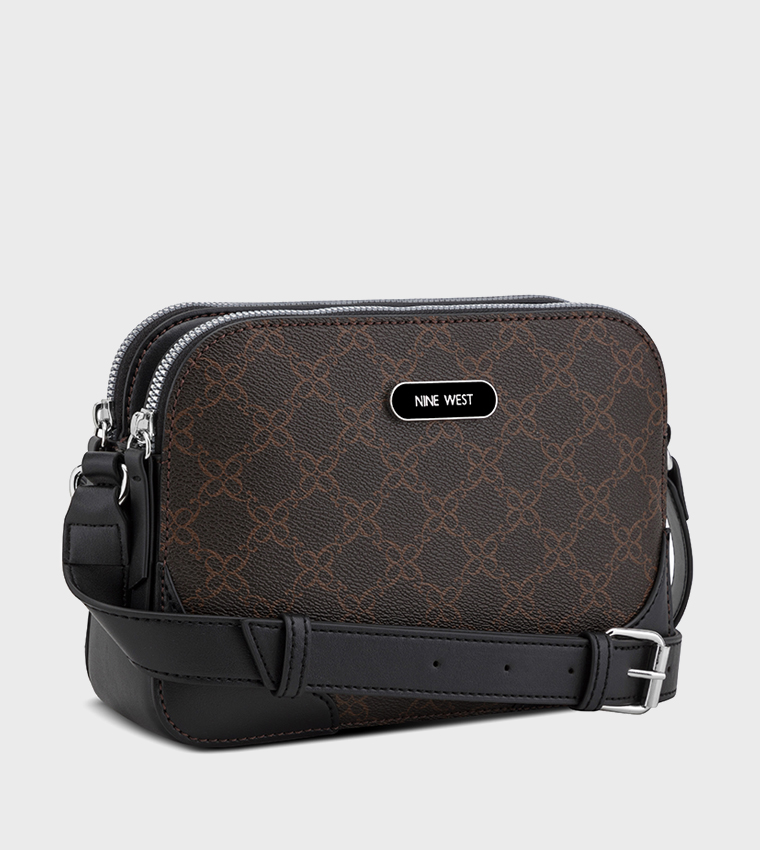 Monogram Patterned Zipper Crossbody Bag
