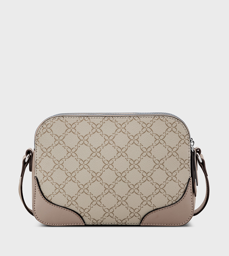 Monogram Patterned Zipper Crossbody Bag