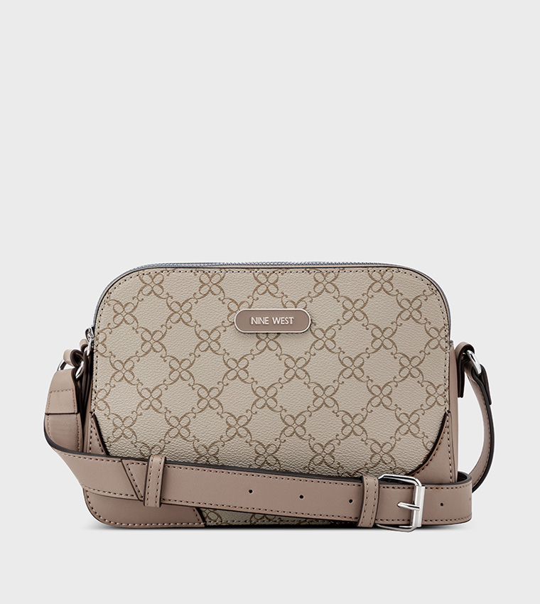 Monogram Patterned Zipper Crossbody Bag