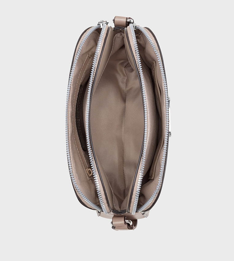 Monogram Patterned Zipper Crossbody Bag