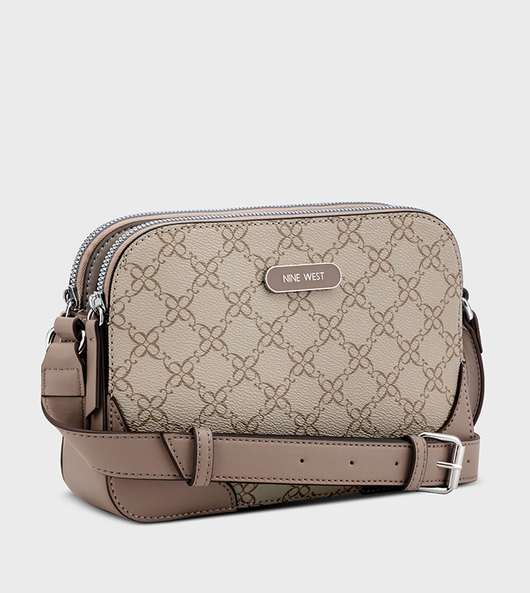 Monogram Patterned Zipper Crossbody Bag